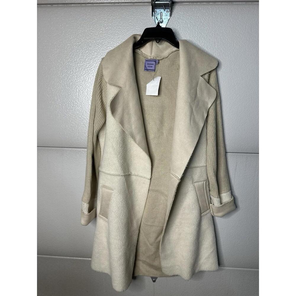 Michelle‎ Nicole Beige Open Front Coat Cardigan Jacket Women’s Size L